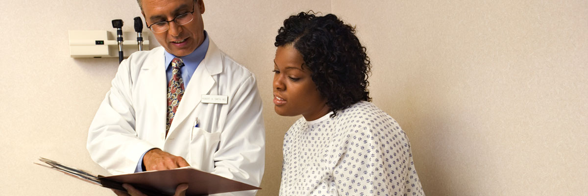 A Baptist Cancer Center doctor provides treatment information to a patient with appendix cancer