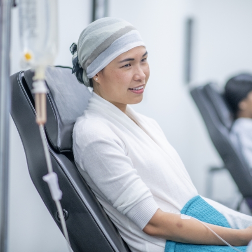 Cancer patient receiving comfortable treatment